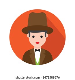 magician glyph flat vector icon