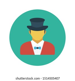 magician glyph flat vector icon