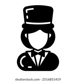 Magician Glyph Icon, Vector illustration