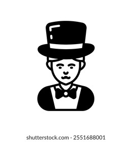 Magician Glyph Icon, Vector illustration