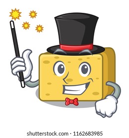 Magician gouda cheese mascot cartoon