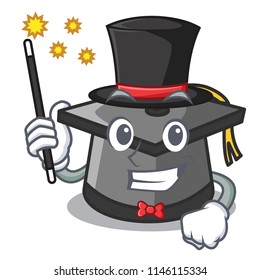 Magician graduation hat mascot cartoon