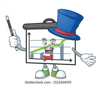 Magician up graphic board cartoon mascot style