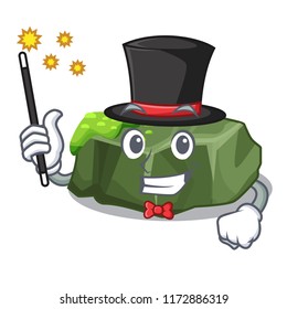 Magician green rock moss isolated on cartoon