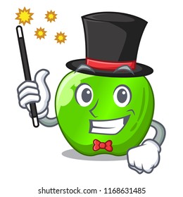 Magician green smith apple isolated on cartoon