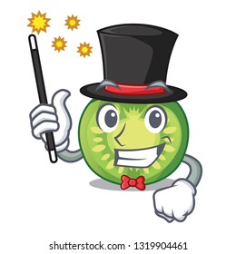 Magician green tomato slices isolated with mascot
