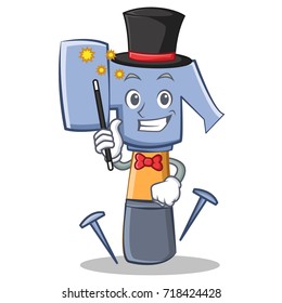 Magician hammer character cartoon emoticon vector illustration