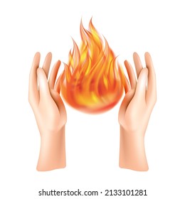 Magician Hand Holding Fire Magic Vector Stock Vector (Royalty Free ...