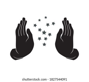vector de icono de mano mago con color blanco y negro.