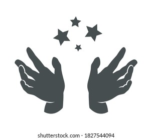 magician hand icon vector with black and white color.