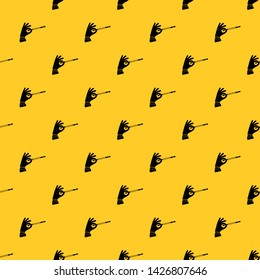 Magician hand with a magic wand pattern seamless vector repeat geometric yellow for any design
