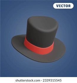 magician hat 3D vector icon set, on a navy blue background