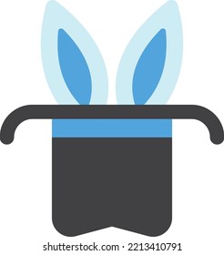 magician hat with bunny ears illustration in minimal style isolated on background