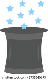 Magician Hat Concept, Juggle Dream Topper, Three Layer Wool Made Juggler Hat on White background, circus and amusement park things symbol vector color icon design