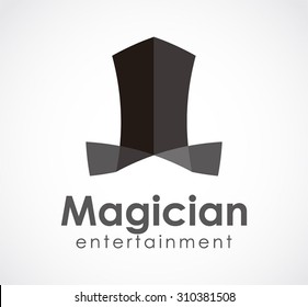 Magician hat entertainment abstract vector logo design template magic business icon company identity symbol concept
