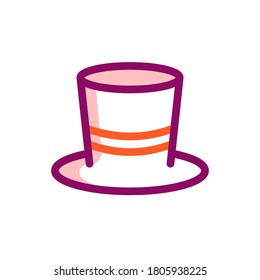 magician hat flat outline halloween icon