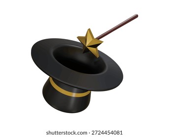 Magician hat icon 3d render illustration