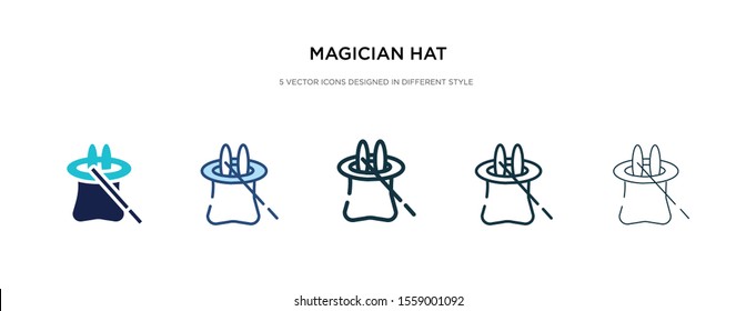 magician hat icon in different style vector illustration. two colored and black magician hat vector icons designed in filled, outline, line and stroke style can be used for web, mobile, ui