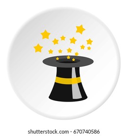 Magician hat icon in flat circle isolated vector illustration for web