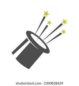 Magician and magician hat icon logo design illustration