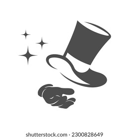 Magician and magician hat icon logo design illustration