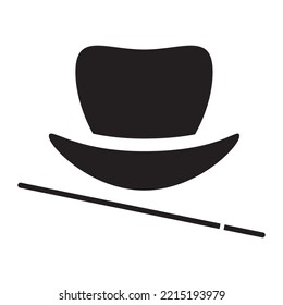 Magician hat icon vector design template in black color isolated sign on white background