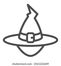 Magician hat line icon, magic fairy tale concept. Vector graphics. Wizard head hat sign on white background, outline style icon for mobile or web design