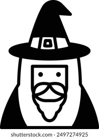 A magician and hat in line icon style