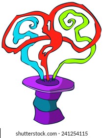 Magician Hat with Magic coming out from it, Vector Illustration. 
