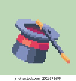 magician hat pixel art, ilustração vetorial em fundo isolado.