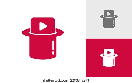 Magician hat with play button logo for youtube channel 