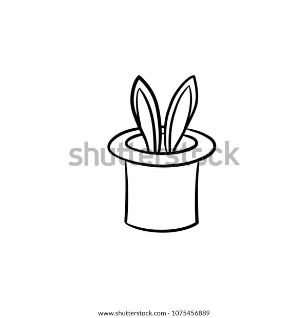 Magician Hat Rabbit Hand Drawn Outline Stock Vector (Royalty Free ...