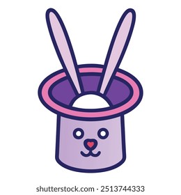 Magician Hat and Rabbit Vector Illustration – Cartoon Clipart and Line Art Design