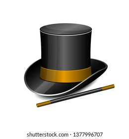 Magician hat and stick vector design illustration isolated on white background