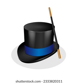 Magician hat and stick vector design illustration isolated on white background