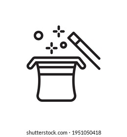 Magician hat vector outline icon style illustration. EPS 10 file