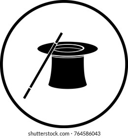 magician hat and wand symbol
