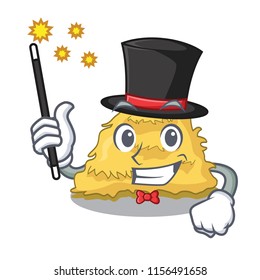 Magician hay bale mascot cartoon