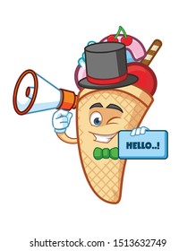 magician ice cream cone mascot character design