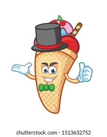 magician ice cream cone mascot character design