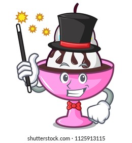 Magician ice cream sundae mascot cartoon