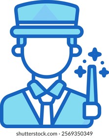 Magician Icon Blue Vector Illustration