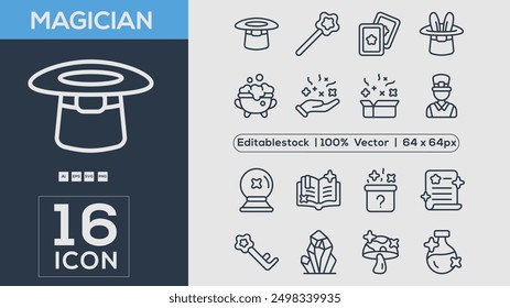 Magician icon collection Vector illustrator