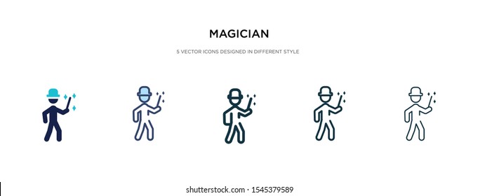 magician icon in different style vector illustration. two colored and black magician vector icons designed in filled, outline, line and stroke style can be used for web, mobile, ui