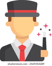 Magician Icon Flat Vector Illustration