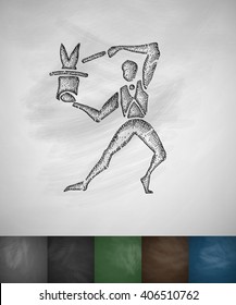 magician icon. Hand drawn vector illustration