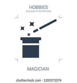 magician icon. high quality filled magician icon on white background. from hobbies collection flat trendy vector magician symbol. use for web and mobile