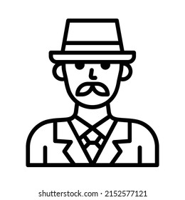 Magician Icon. Line Art Style Design Isolated On White Background