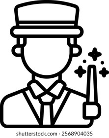 Magician Icon Line Vector Illustration