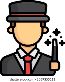 Magician Icon Lineal Color Vector Illustration